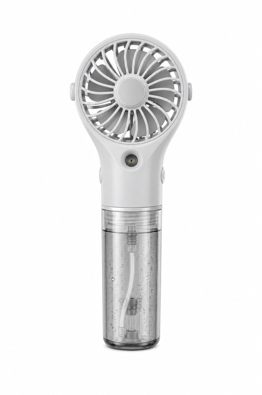 Ventilator portabil cu pulverizare apa, 4 trepte viteza, rezervor apa, reincarcabil USB, alb