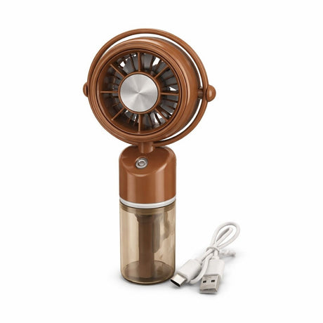 Ventilator portabil cu pulverizare apa, mini spray fan USB, 3 viteze, maro