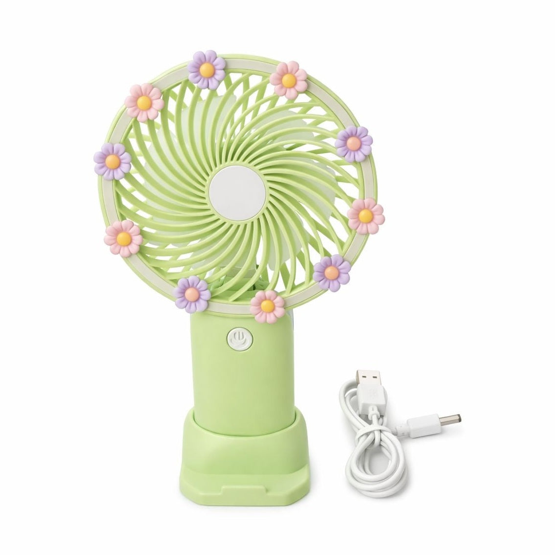 Ventilator portabil mini cu suport, USB, 3 viteze, compact si silentios, verde