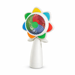 Ventilator portabil mini LED, reincarcabil USB, design colorat, compact, bej