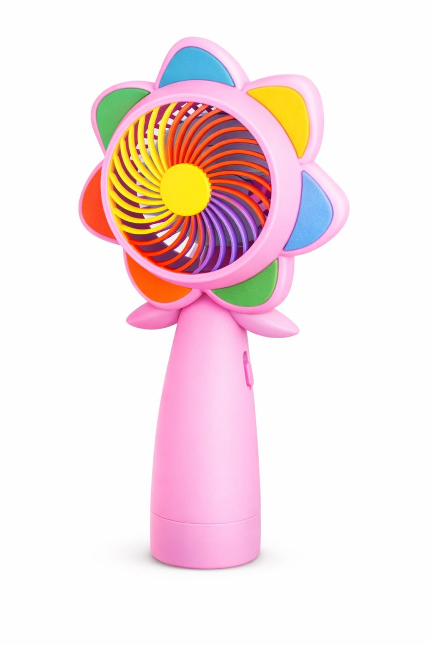 Ventilator portabil mini LED, reincarcabil USB, design colorat, compact, roz