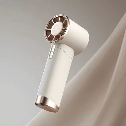 Ventilator portabil reincarcabil USB cu display LED si 100 viteze reglabile, crem