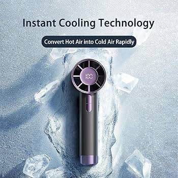 Ventilator portabil reincarcabil USB cu display LED si 100 viteze reglabile, gri mov