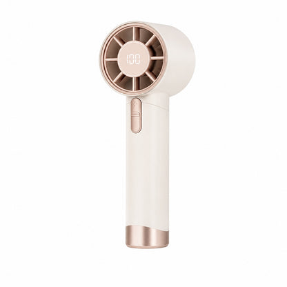 Ventilator portabil reincarcabil USB cu display LED si 100 viteze reglabile, crem