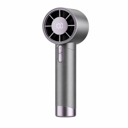 Ventilator portabil reincarcabil USB cu display LED si 100 viteze reglabile, gri mov