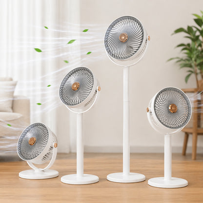 Ventilator vertical 80cm alb gri cu picior reglabil, 5 viteze, design modern