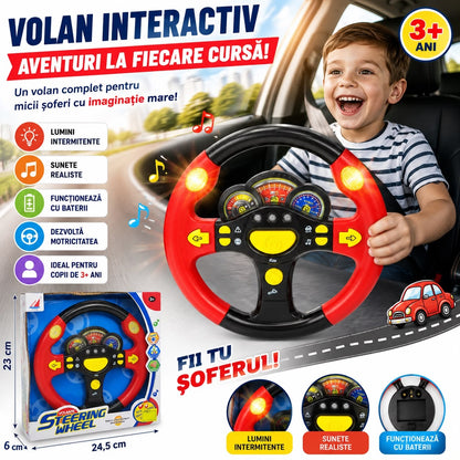 Volan Interactiv pentru Copii cu Lumini și Sunete, Funcționează cu Baterii, 3+ Ani – Jucărie Educativă