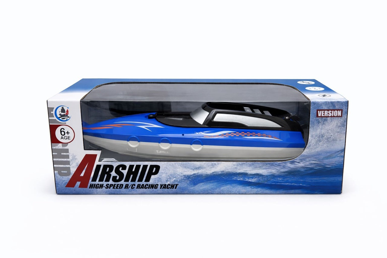 Yacht cu radiocomanda de mare viteza pentru apa design sport rosu/ albastru 34.5x12x15 cm